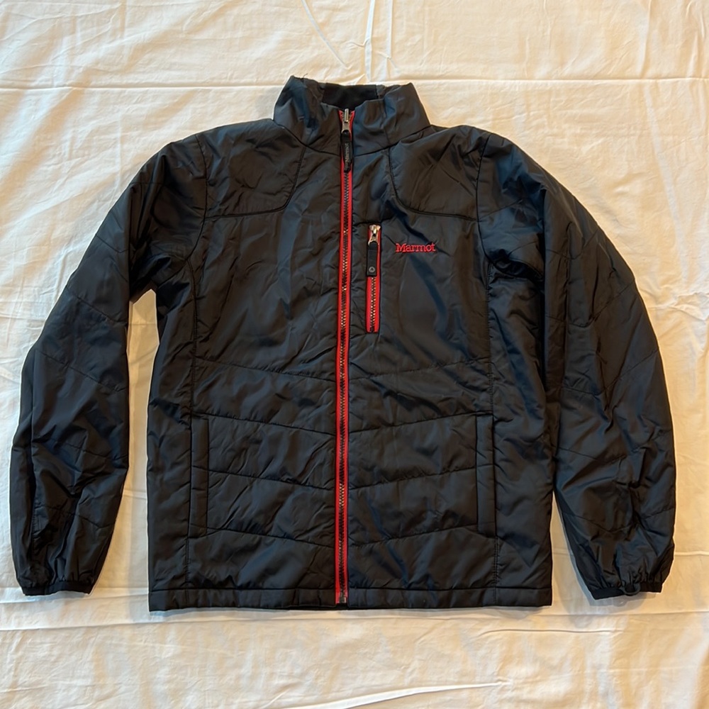 Marmot Kids Winter Ski Jacket, 2 layer, attached hood, red & black size Large - Picture 8 of 8